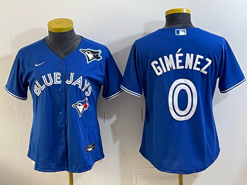 Women 2026 Toronto Blue Jays #0 Gimenez Blue Game Nike MLB Jersey style 006->women mlb jersey->Women Jersey